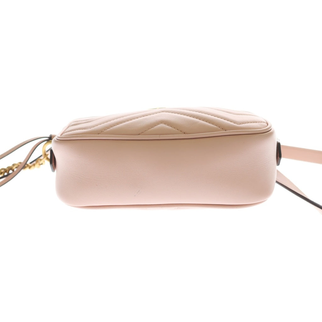GUCCI(グッチ) GGマーモント ミニカメラバッグ ショルダーバッグ ピンク レザー 448065 ゴールド金具 レディース