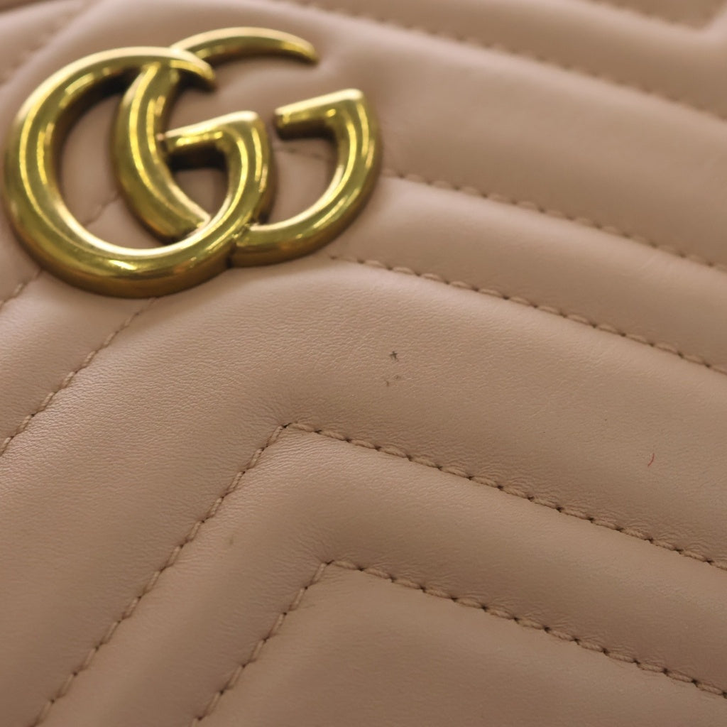 GUCCI(グッチ) GGマーモント ミニカメラバッグ ショルダーバッグ ピンク レザー 448065 ゴールド金具 レディース