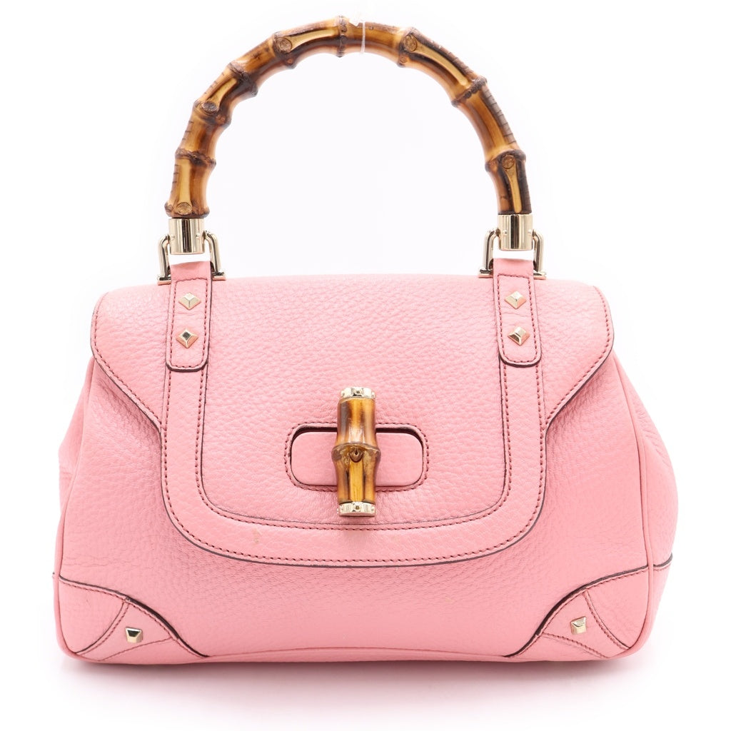 GUCCI(グッチ) バンブー ハンドバッグ ピンク レザー 137351 ゴールド金具 レディース