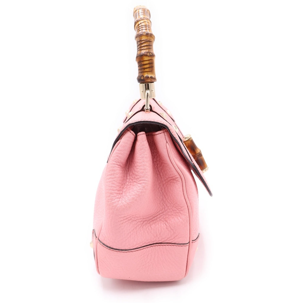 GUCCI(グッチ) バンブー ハンドバッグ ピンク レザー 137351 ゴールド金具 レディース