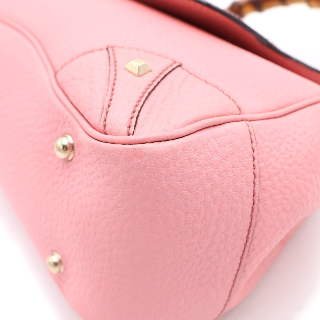 GUCCI(グッチ) バンブー ハンドバッグ ピンク レザー 137351 ゴールド金具 レディース