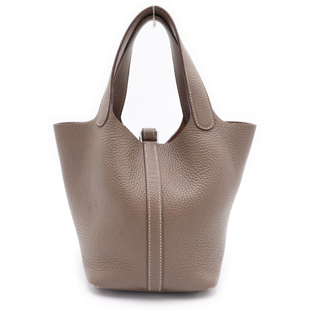 HERMES(エルメス) ピコタンロックPM トリヨンクレマンス シルバー金具 ハンドバッグ A刻印 エトゥープ レディース
