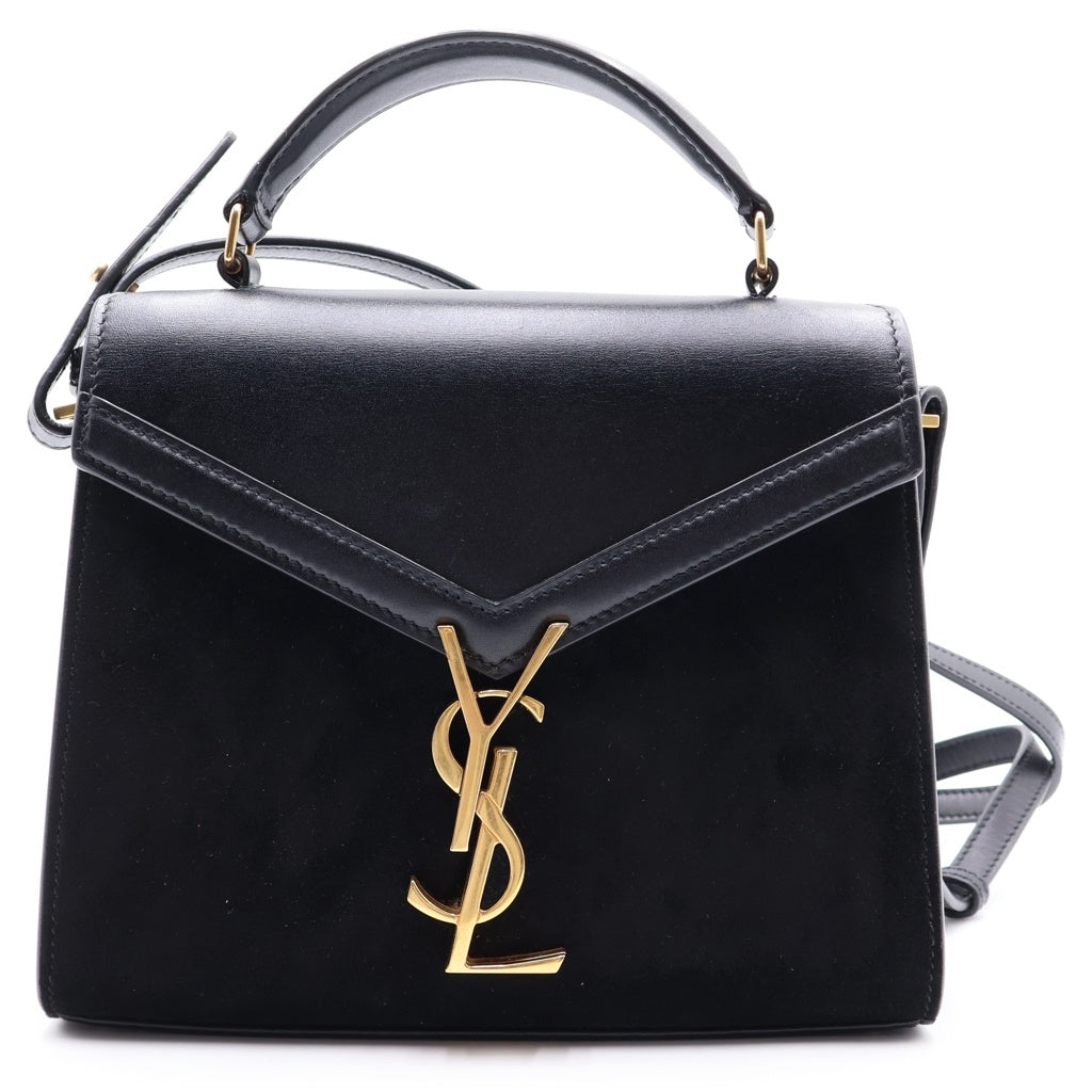 SAINT LAURENT PARIS(サンローランパリ) カサンドラ トップハンドル レザー ベロア 2WAY ハンドバッグ ショルダーバッグ ブラック 623930 レディース