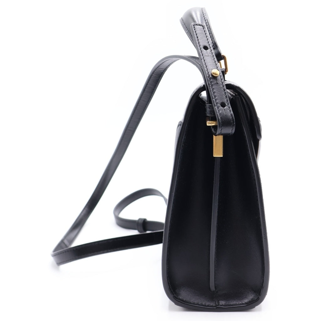 SAINT LAURENT PARIS(サンローランパリ) カサンドラ トップハンドル レザー ベロア 2WAY ハンドバッグ ショルダーバッグ ブラック 623930 レディース