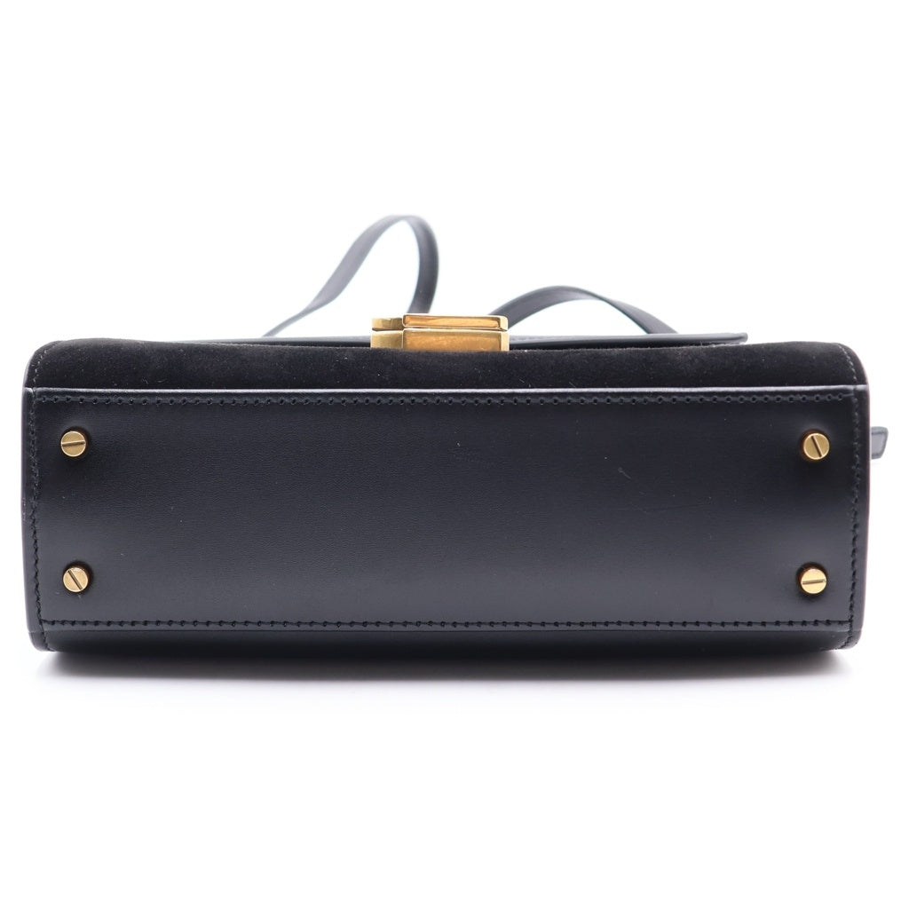 SAINT LAURENT PARIS(サンローランパリ) カサンドラ トップハンドル レザー ベロア 2WAY ハンドバッグ ショルダーバッグ ブラック 623930 レディース