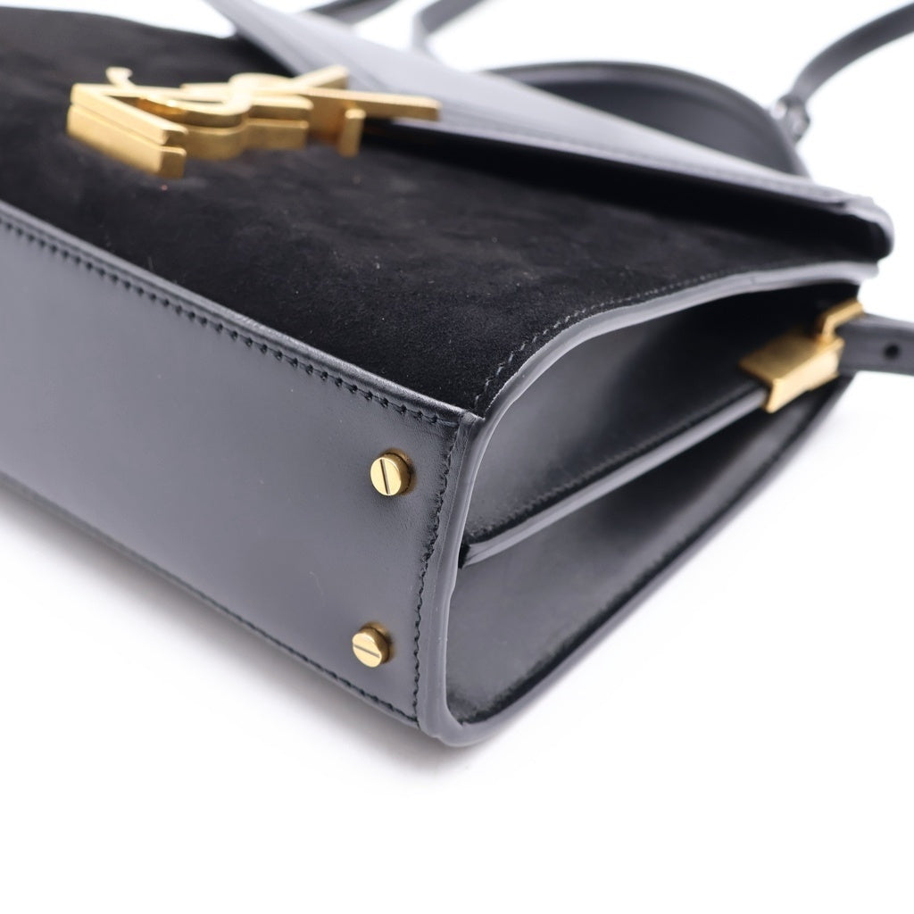 SAINT LAURENT PARIS(サンローランパリ) カサンドラ トップハンドル レザー ベロア 2WAY ハンドバッグ ショルダーバッグ ブラック 623930 レディース