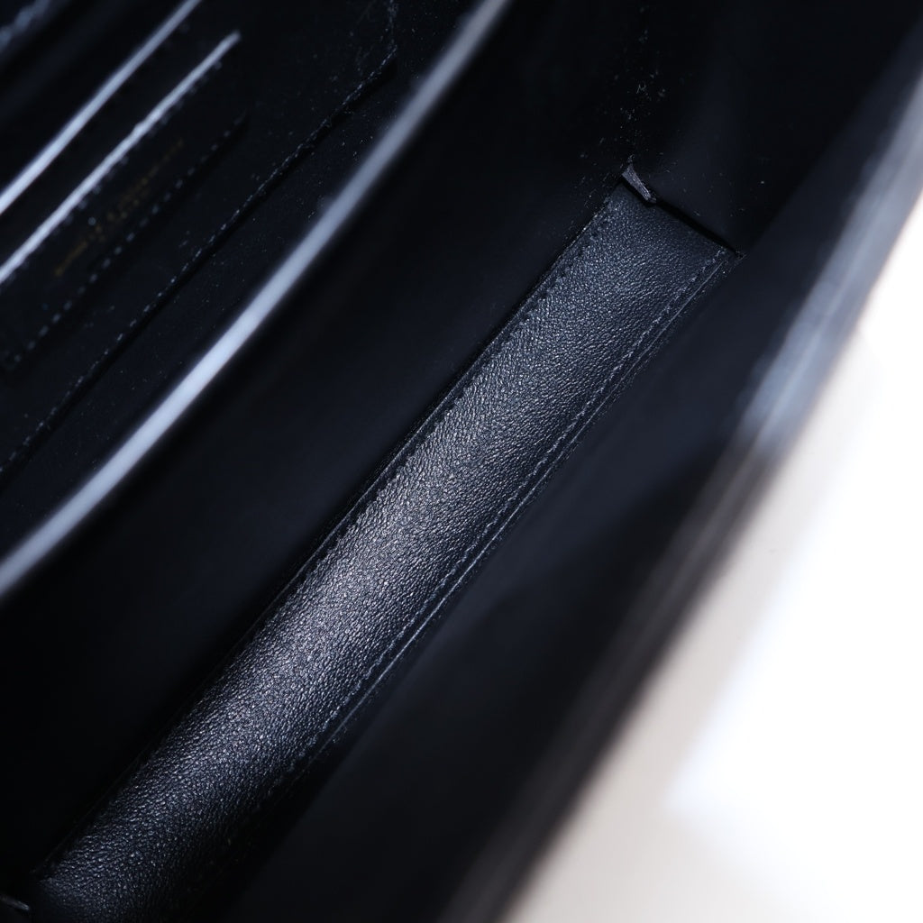 SAINT LAURENT PARIS(サンローランパリ) カサンドラ トップハンドル レザー ベロア 2WAY ハンドバッグ ショルダーバッグ ブラック 623930 レディース