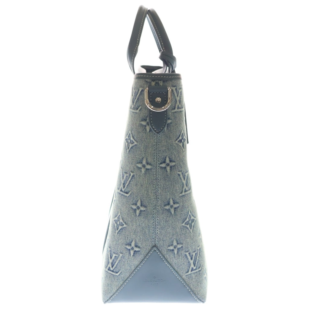 LOUIS VUITTON(ルイヴィトン) モノグラム ウォッシュデニム ウィークエンドトートNM キャンバス レザー 2WAY ハンドバッグ ショルダーバッグ トートバッグ ICタイプ ブルー M22537 レディース