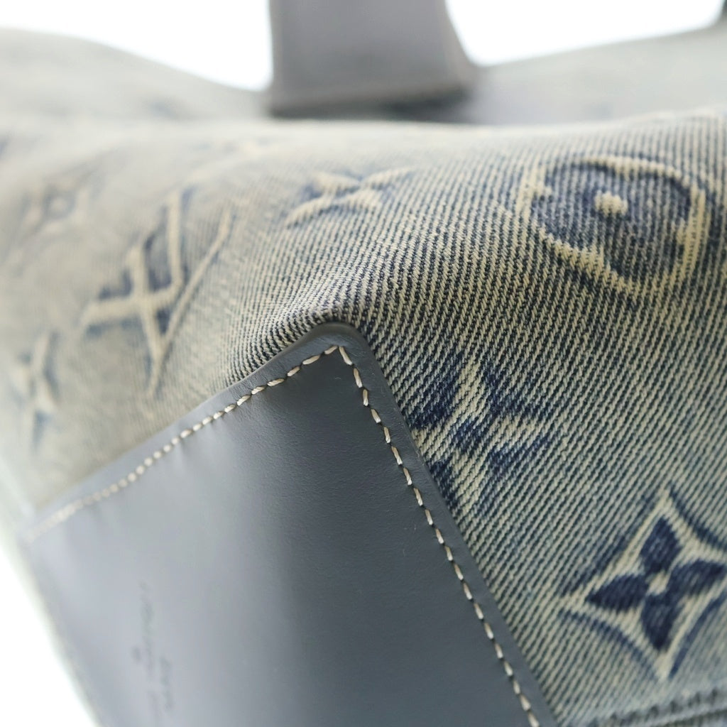 LOUIS VUITTON(ルイヴィトン) モノグラム ウォッシュデニム ウィークエンドトートNM キャンバス レザー 2WAY ハンドバッグ ショルダーバッグ トートバッグ ICタイプ ブルー M22537 レディース