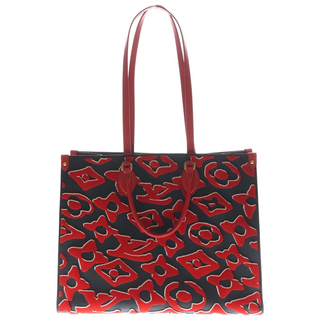 LOUIS VUITTON(ルイヴィトン) ウルス・フィッシャー モノグラム オンザゴーGM レザー タフテッド 2WAY ハンドバッグ トートバッグ ショルダーバッグ ブラック/レッド M45562 レディース
