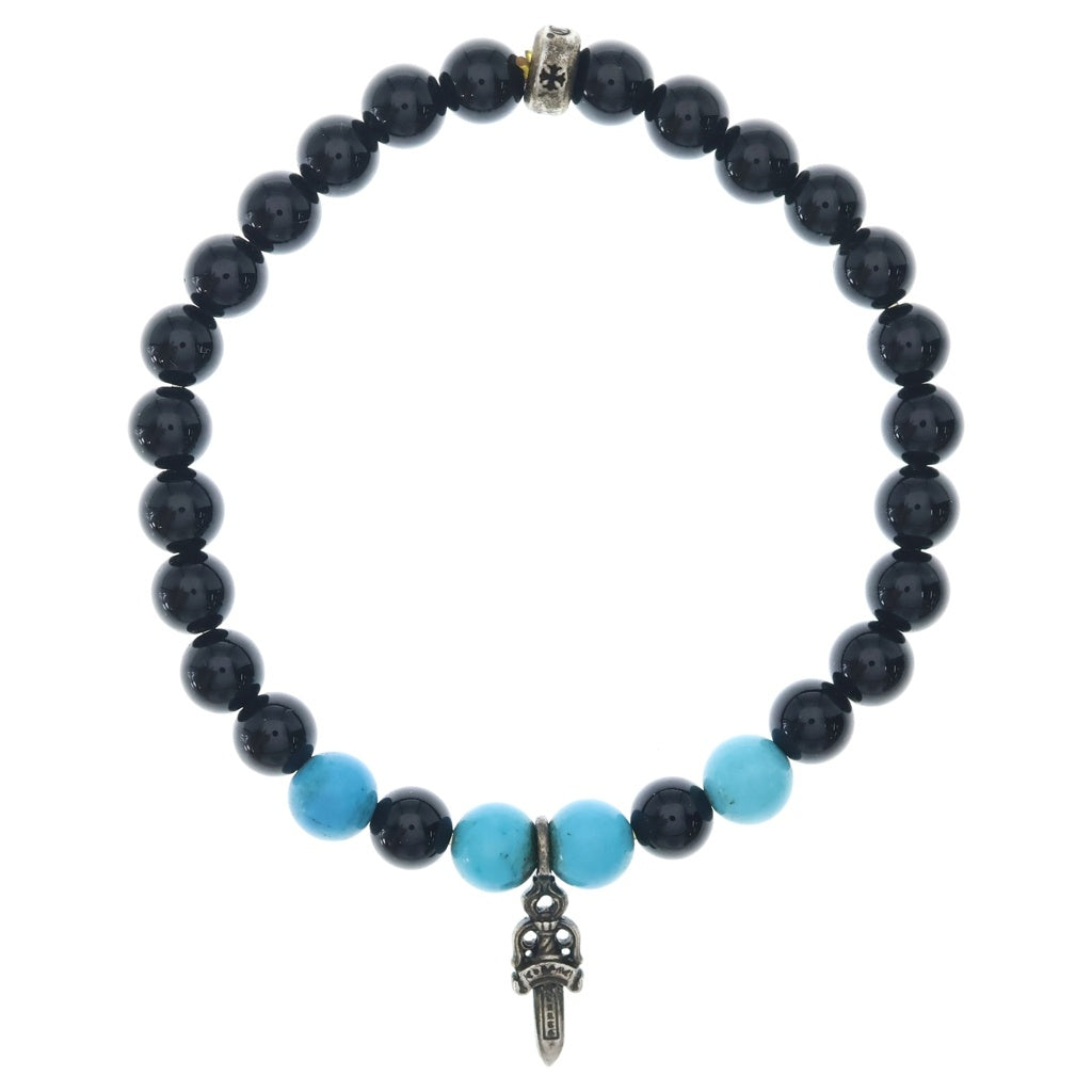 CHROME HEARTS(クロムハーツ) 6mm BEAD STACK DAGGER スタックダガー ビーズブレスレット ブラック/シルバー