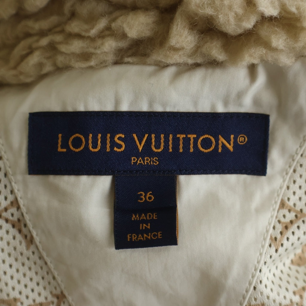 LOUIS VUITTON(ルイヴィトン) モノグラム ファジーウール フリース ボアジャケット アウター #36 ベージュ RW251WW NAG FSJA12 レディース