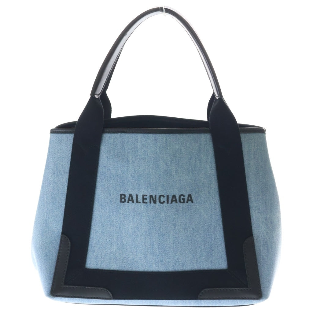 BALENCIAGA(バレンシアガ) ネイビーカバス ハンドバッグ トートバッグ インディゴブルー×ブラック PVC×デニム 339933 レディース