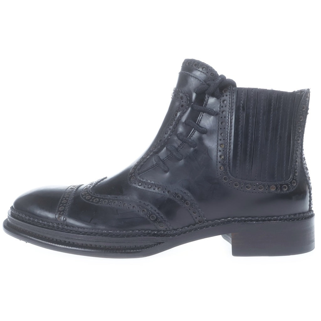 DOLCE & GABBANA(ドルチェアンドガッバーナ) レースアップ ブーツ ウィングチップ パテントレザー ブラック CA4097 7サイズ