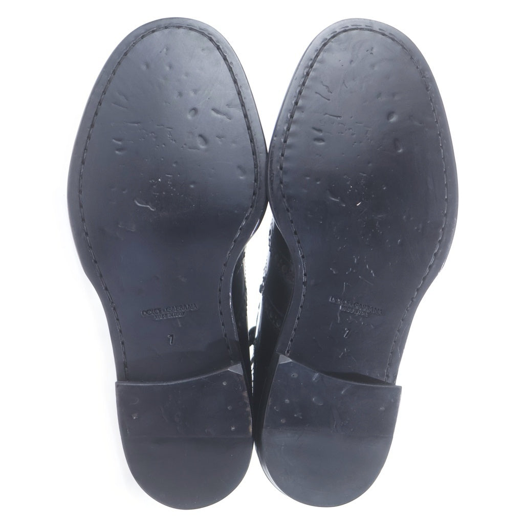 DOLCE & GABBANA(ドルチェアンドガッバーナ) レースアップ ブーツ ウィングチップ パテントレザー ブラック CA4097 7サイズ