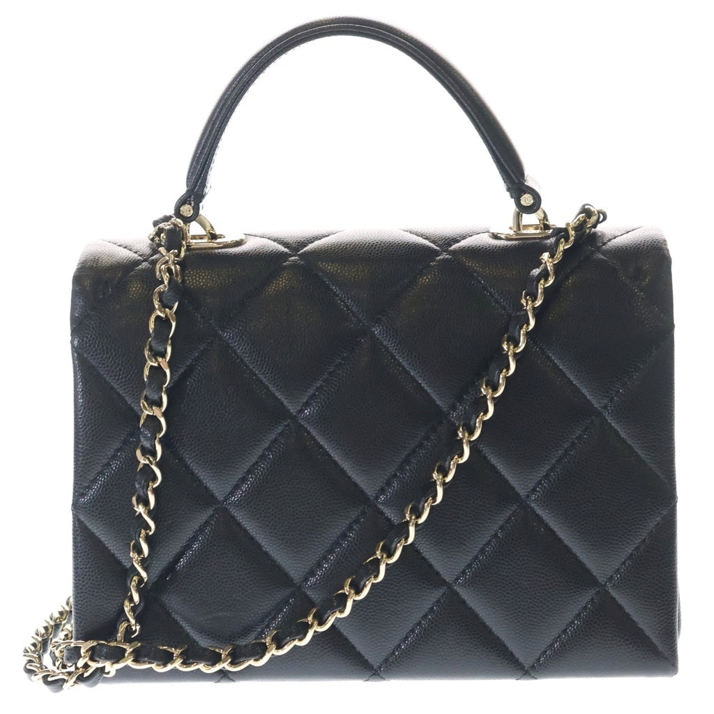 CHANEL(シャネル) ミニマトラッセ トップハンドル キャビアスキン レザー チェーンショルダーバッグ ゴールド金具 ブラック プレート AS4711 レディース