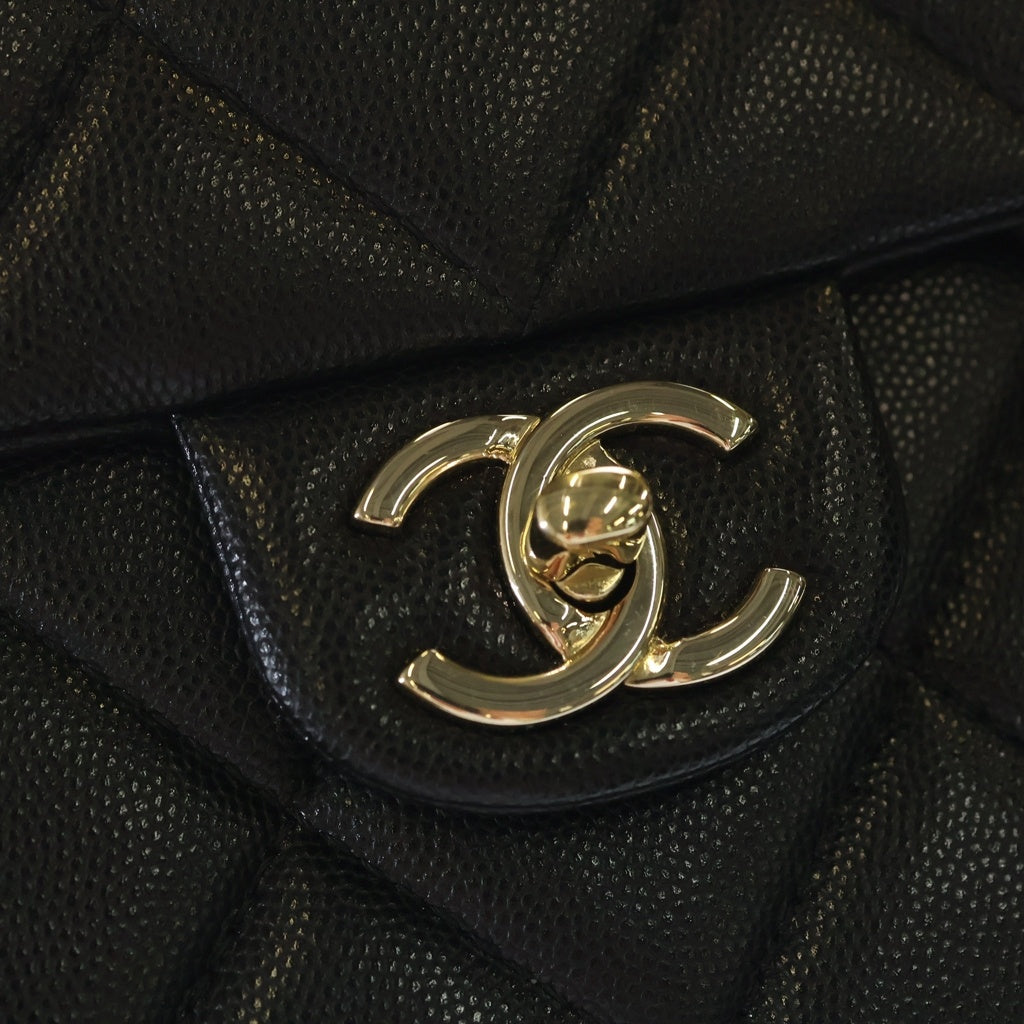 CHANEL(シャネル) ミニマトラッセ トップハンドル キャビアスキン レザー チェーンショルダーバッグ ゴールド金具 ブラック プレート AS4711 レディース