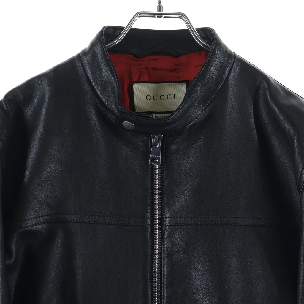 GUCCI(グッチ) シングルライダースジャケット シープスキン レザー ジャケット #48 ブラック 264857