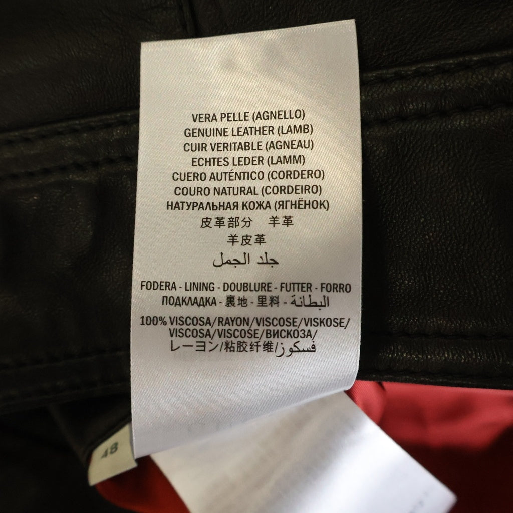 GUCCI(グッチ) シングルライダースジャケット シープスキン レザー ジャケット #48 ブラック 264857