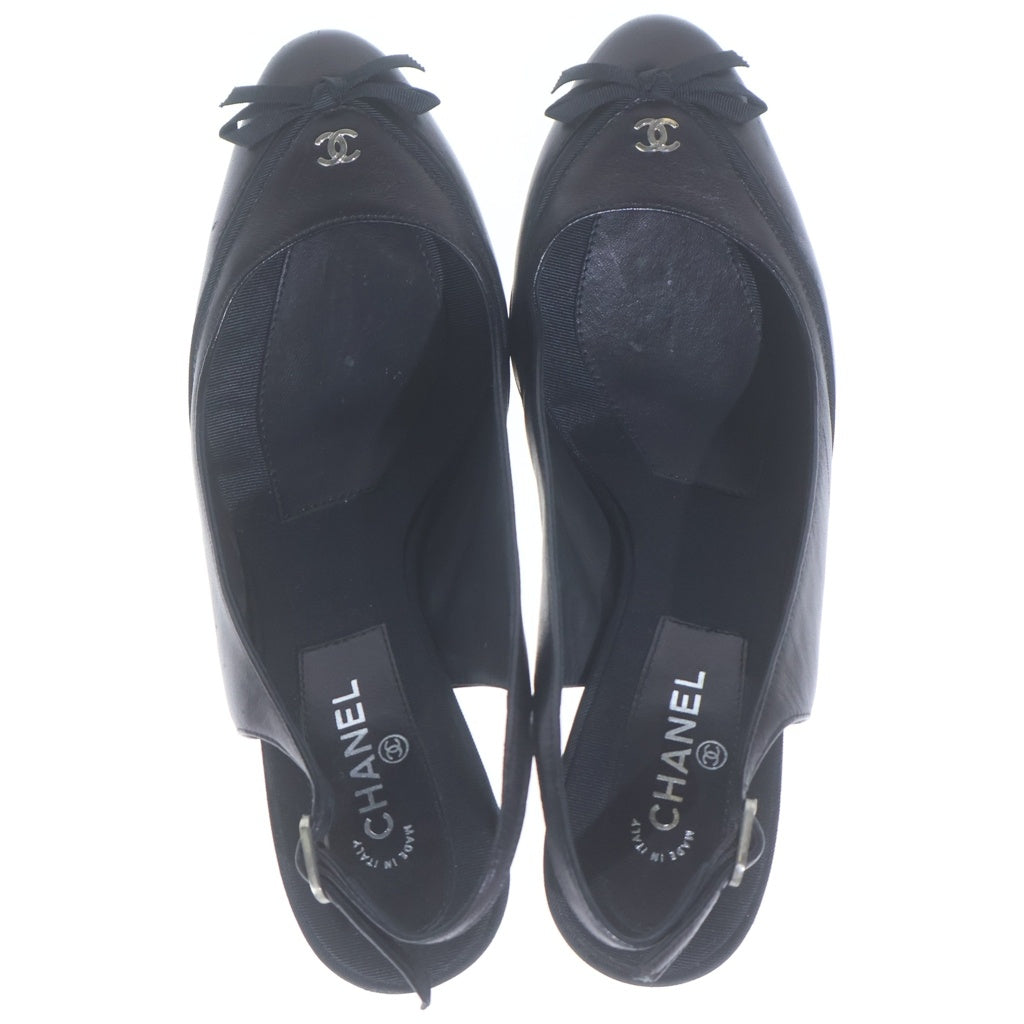 CHANEL(シャネル) 03A ココマーク レザー スリングバック ヒール サンダル パンプス シューズ ブラック レディース A23769