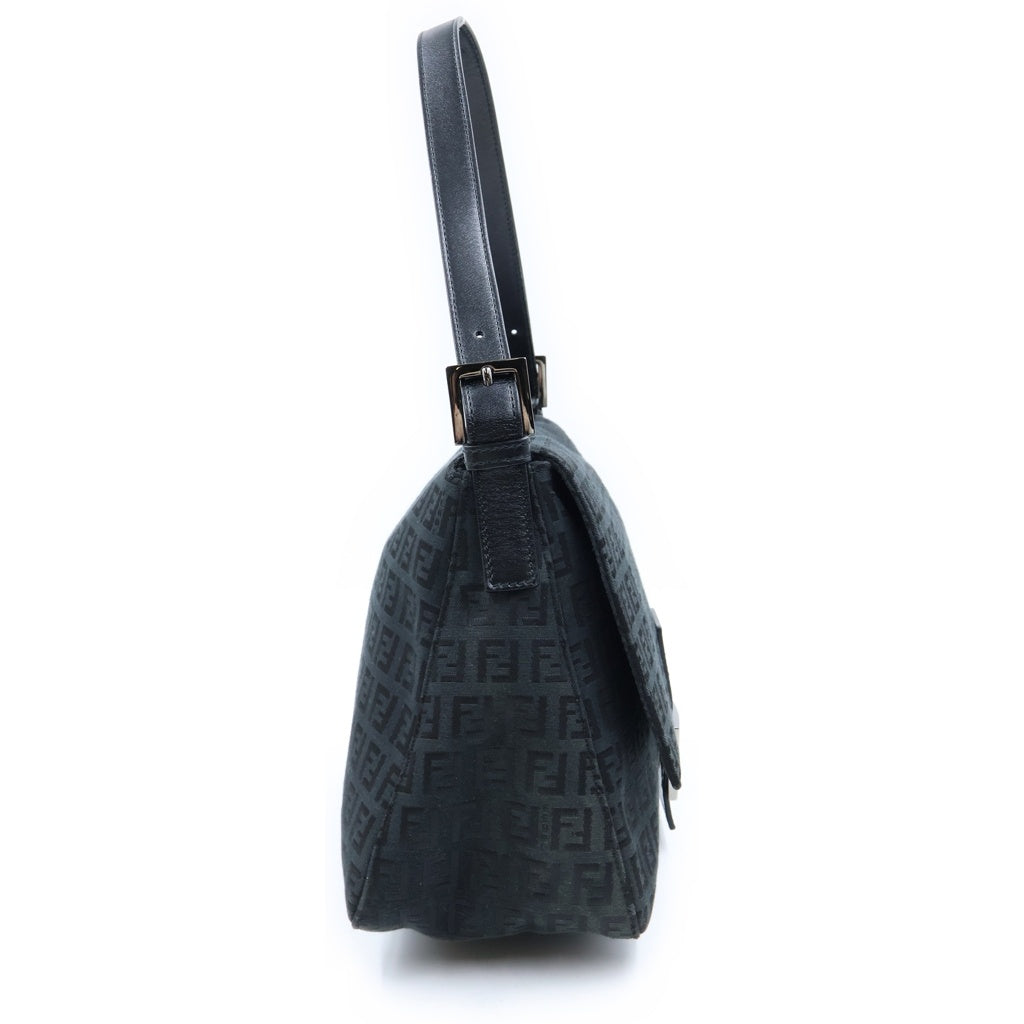 FENDI(フェンディ) マンマバケット ズッキーノ キャンバス×レザー シルバー金具 ワンショルダーバッグ ハンドバッグ ブラック 8BR0001 レディース