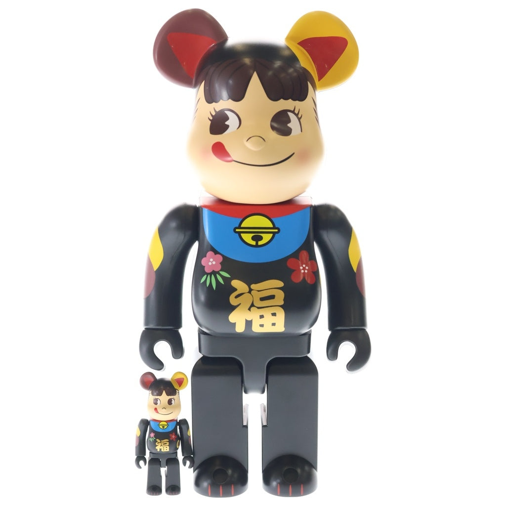 MEDICOM TOY(メディコムトイ) ×不二家 招き猫ペコちゃん 福 黒 100%&400% フィギュア 人形 ブラック
