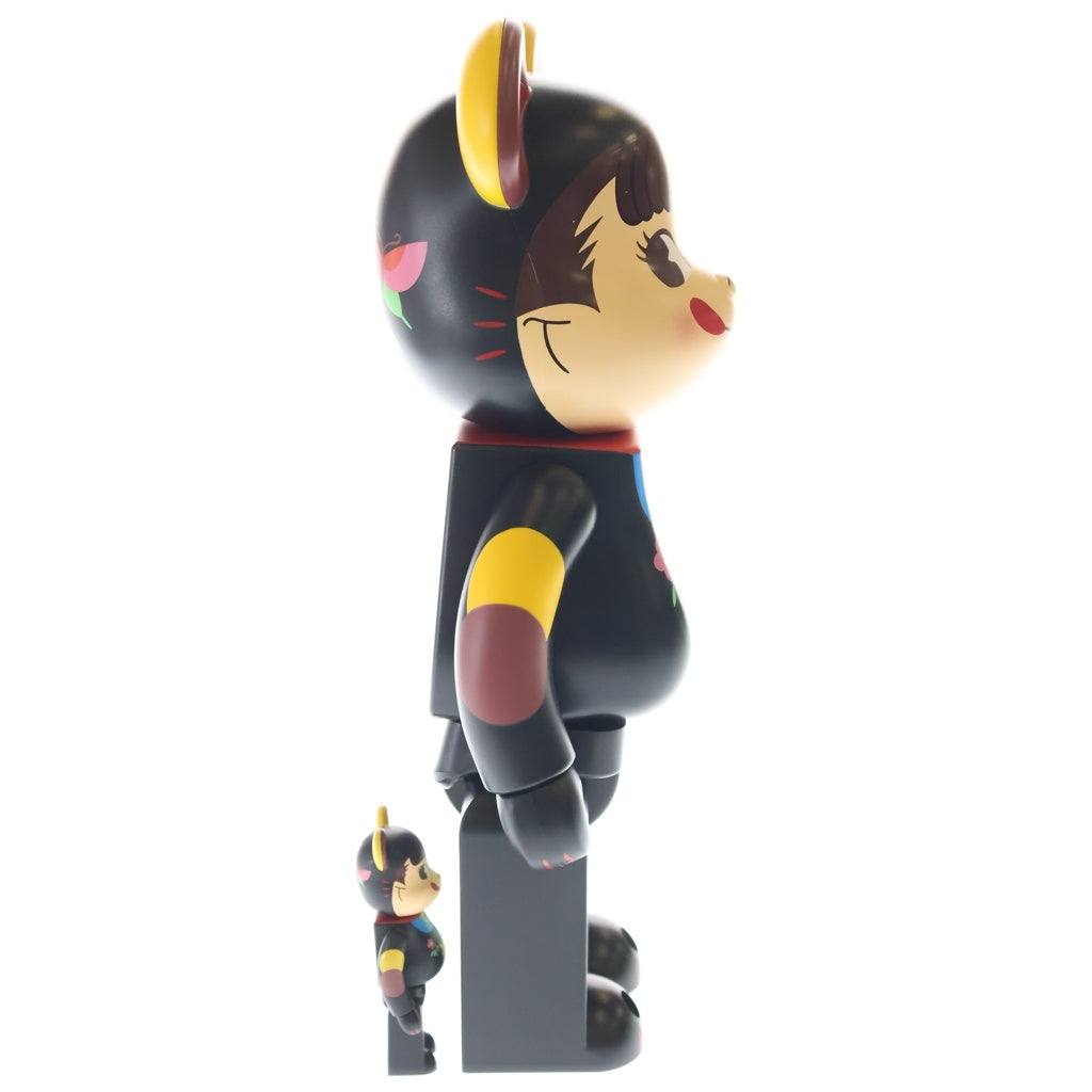 MEDICOM TOY(メディコムトイ) ×不二家 招き猫ペコちゃん 福 黒 100%&400% フィギュア 人形 ブラック