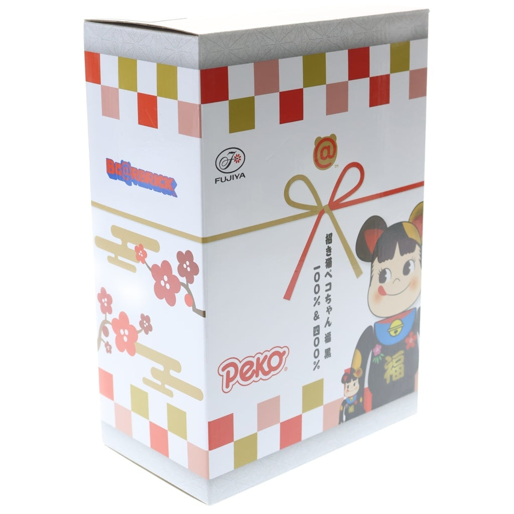 MEDICOM TOY(メディコムトイ) ×不二家 招き猫ペコちゃん 福 黒 100%&400% フィギュア 人形 ブラック