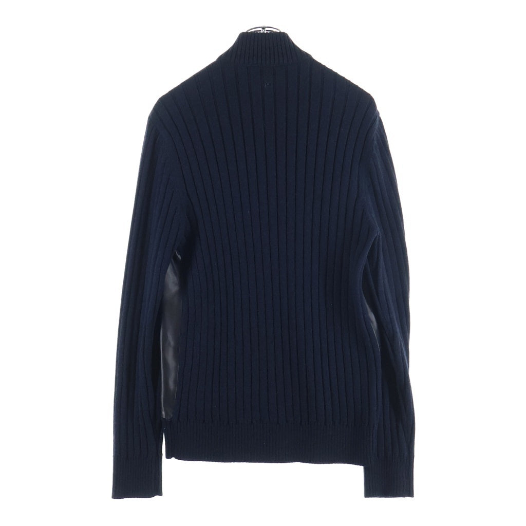 Salvatore Ferragamo(サルヴァトーレ フェラガモ) レザー×ニット 切替 ブルゾン ブラック×ネイビー #M レディース