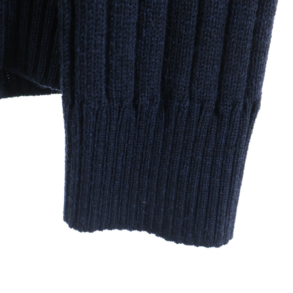 Salvatore Ferragamo(サルヴァトーレ フェラガモ) レザー×ニット 切替 ブルゾン ブラック×ネイビー #M レディース