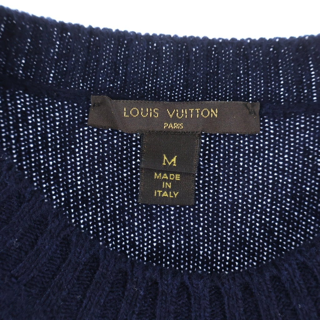 LOUIS VUITTON(ルイヴィトン) LVロゴ スパンコール半袖ニット ネイビー #M RW142A F6KM8OGG レディース