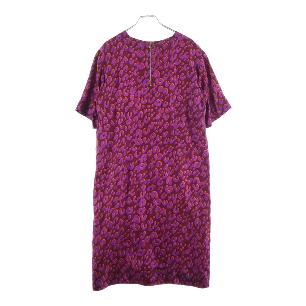 LOUIS VUITTON(ルイヴィトン) アニマルプリント バックハーフジップフライ 半袖ブラウス パープル #40 RW112W WTDR0659W レディース