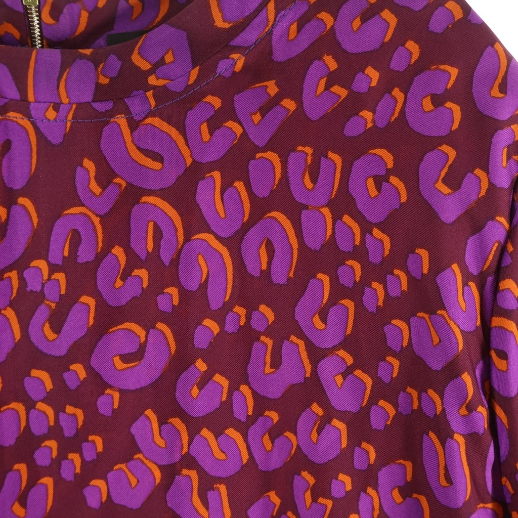 LOUIS VUITTON(ルイヴィトン) アニマルプリント バックハーフジップフライ 半袖ブラウス パープル #40 RW112W WTDR0659W レディース