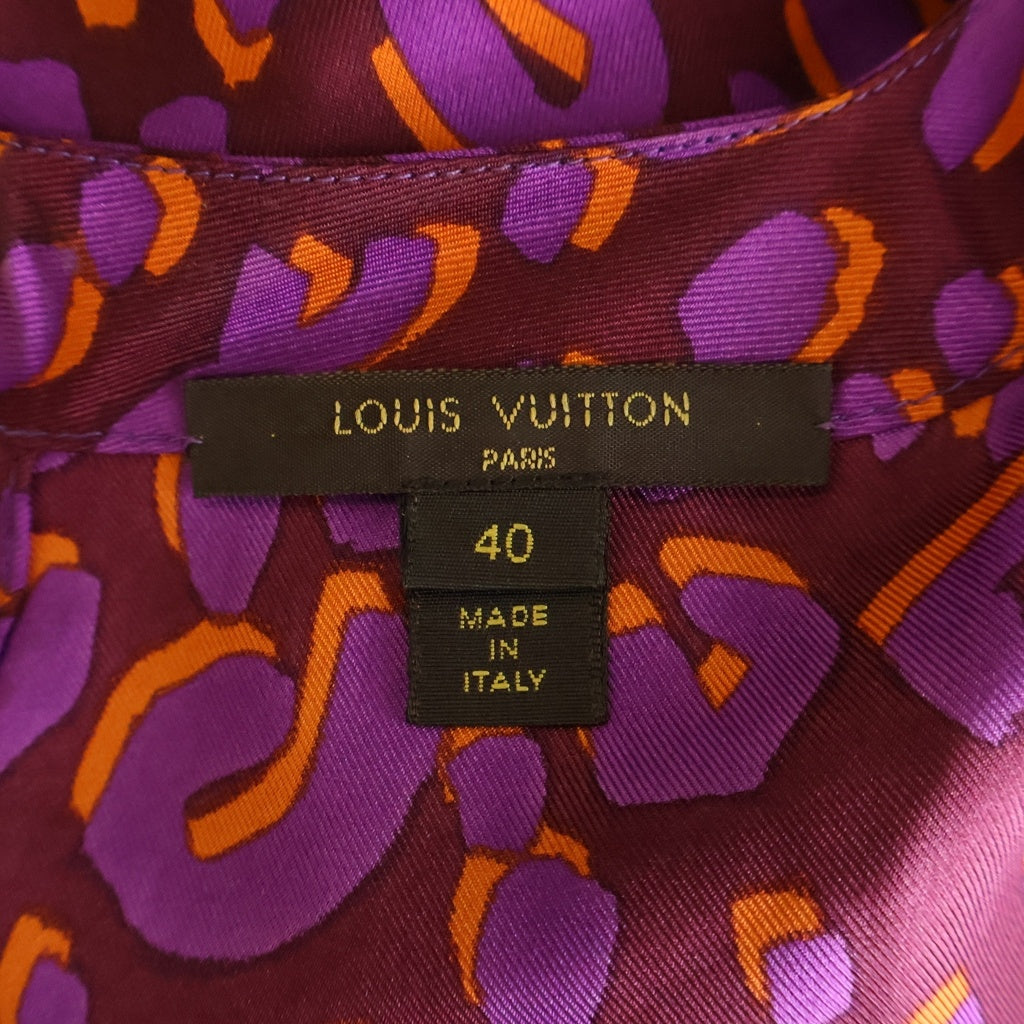 LOUIS VUITTON(ルイヴィトン) アニマルプリント バックハーフジップフライ 半袖ブラウス パープル #40 RW112W WTDR0659W レディース