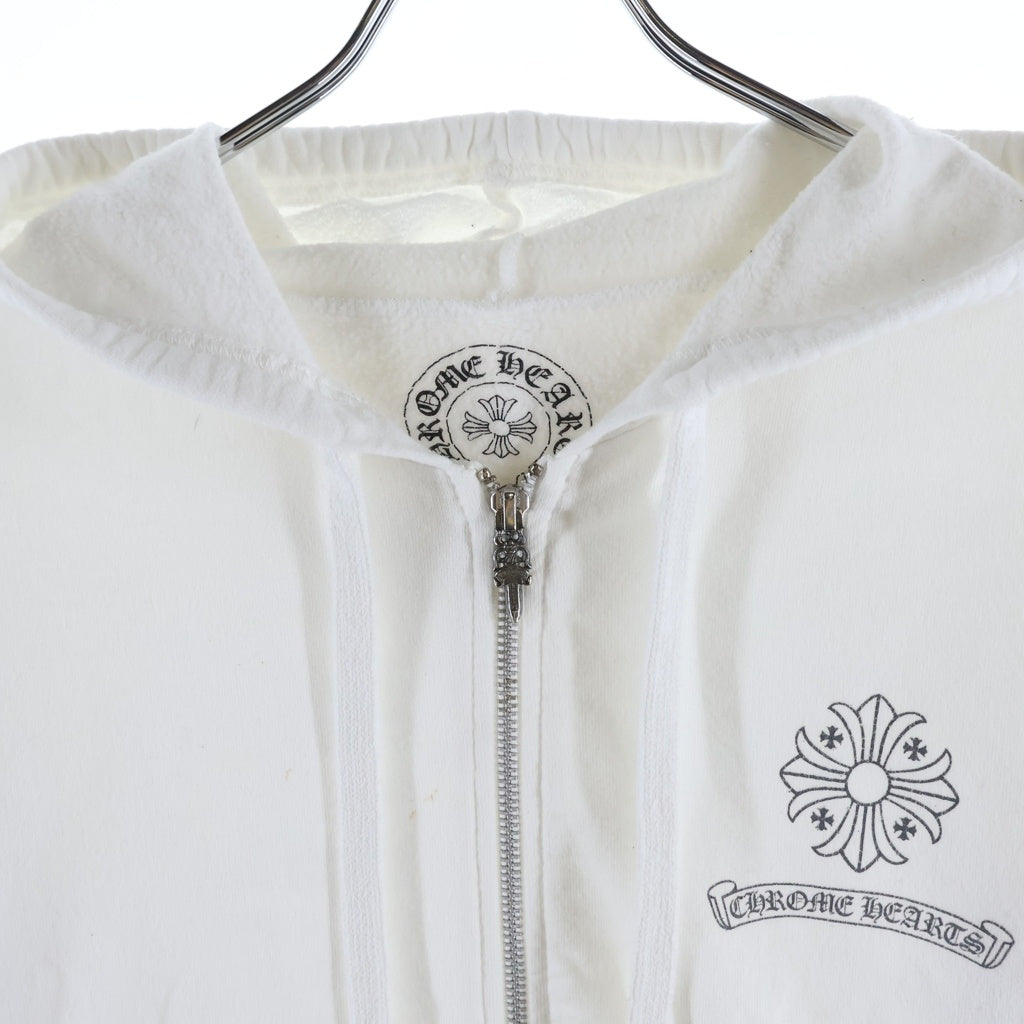 CHROME HEARTS(クロムハーツ) CHプラス プリント ジップアップ スウェット パーカー フーディー ホワイト