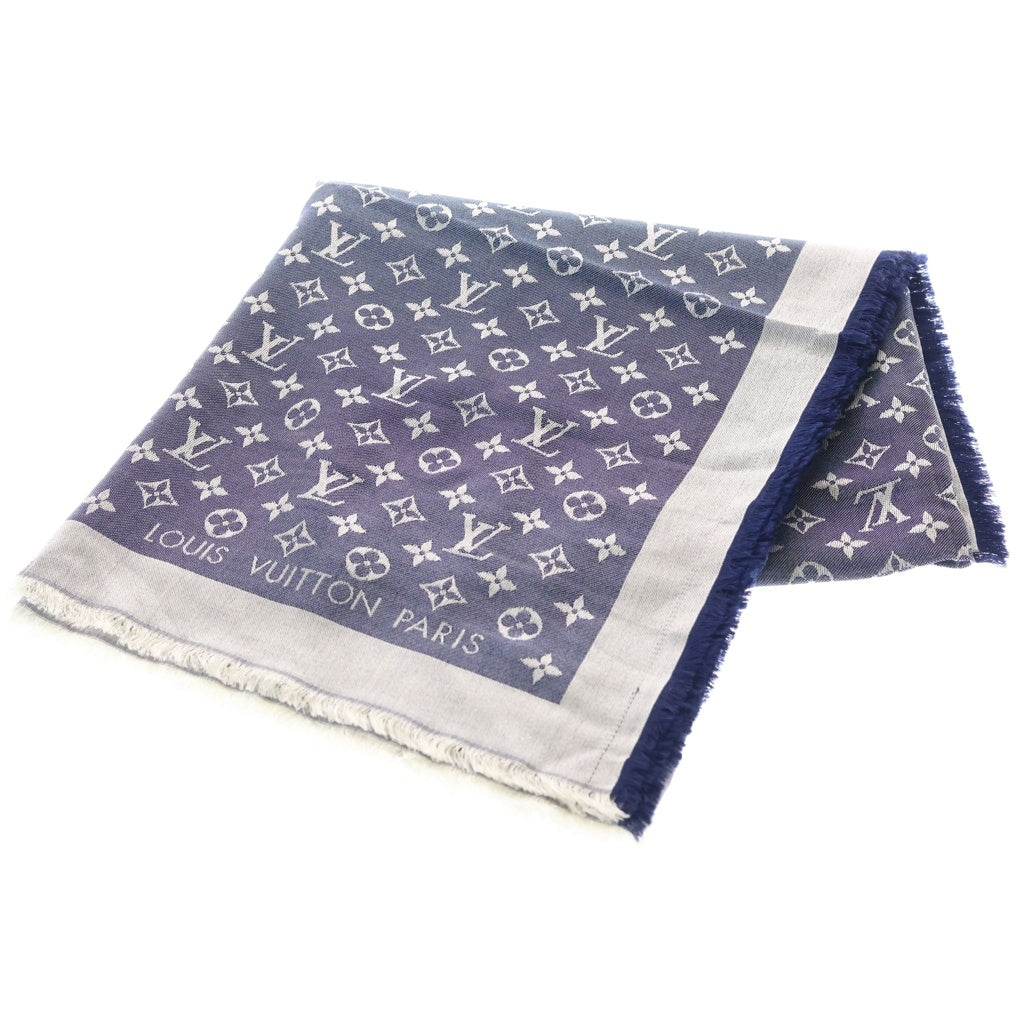 LOUIS VUITTON(ルイヴィトン) ショール モノグラム デニム ウール シルク ストール ネイビー M71376 レディース