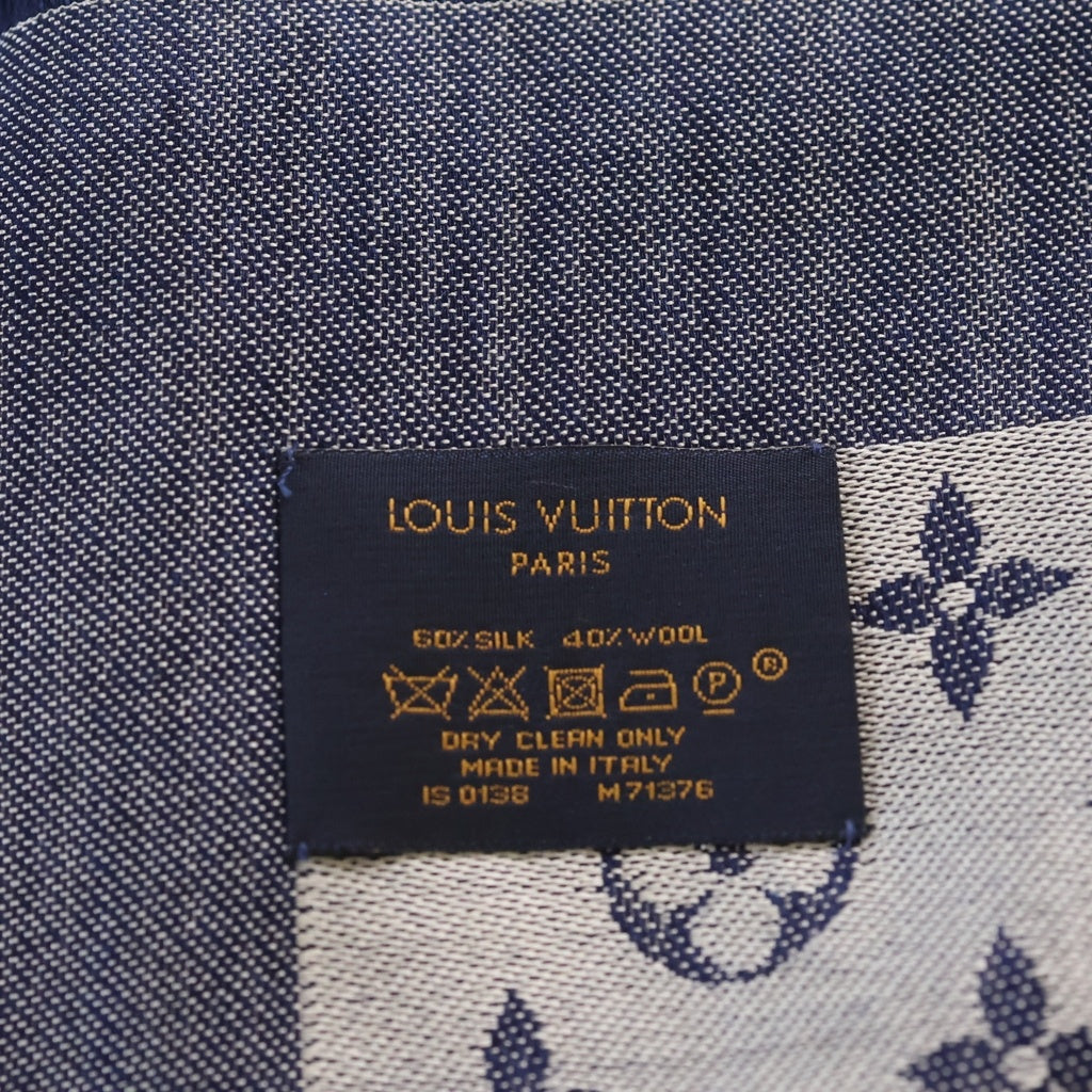 LOUIS VUITTON(ルイヴィトン) ショール モノグラム デニム ウール シルク ストール ネイビー M71376 レディース