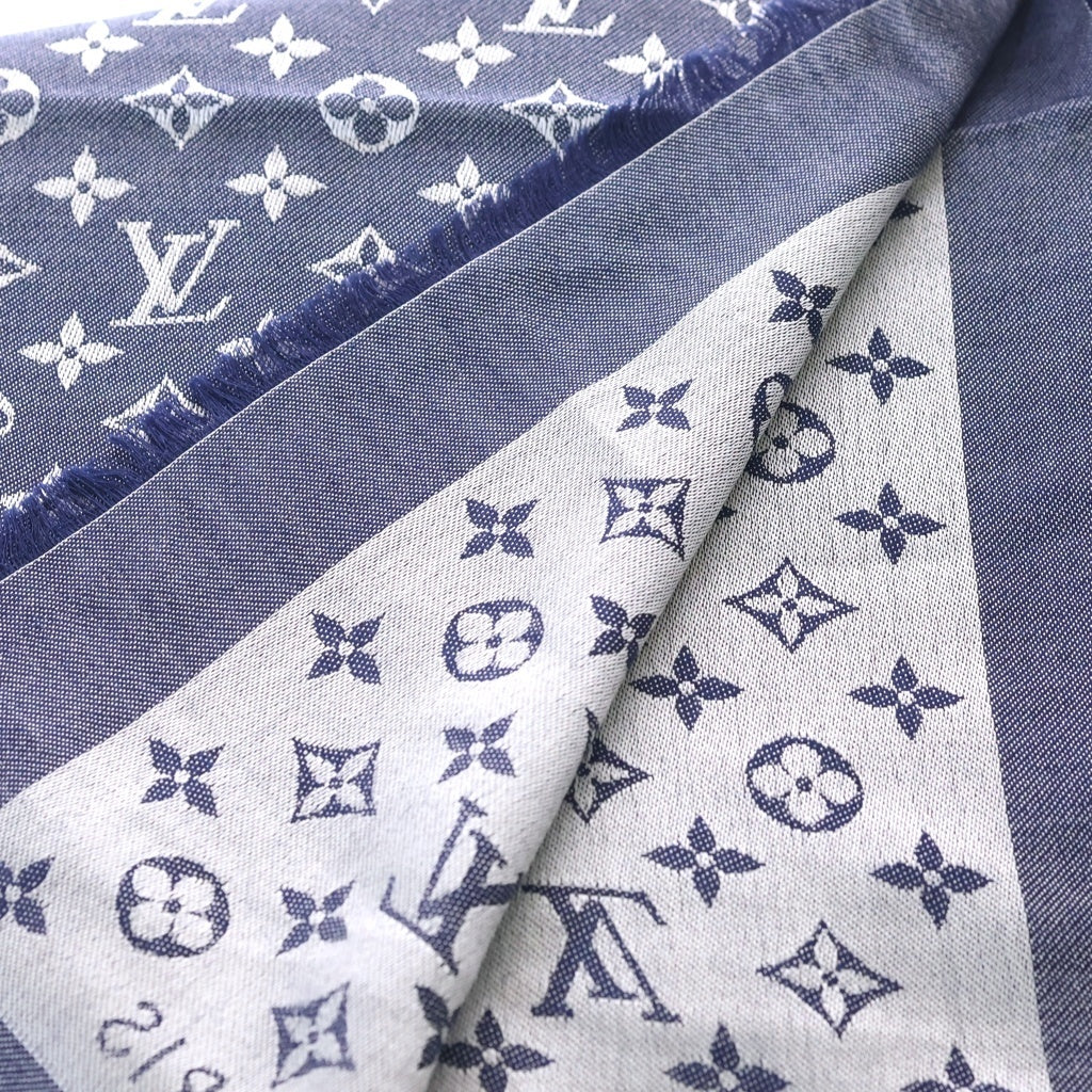 LOUIS VUITTON(ルイヴィトン) ショール モノグラム デニム ウール シルク ストール ネイビー M71376 レディース