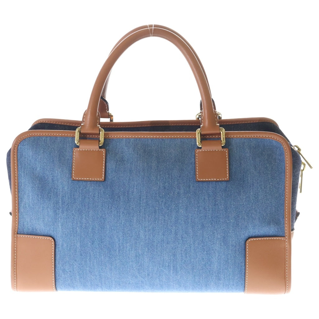 LOEWE(ロエベ) アマソナ36 デニム 2WAYハンドバッグ ショルダーバッグ インディゴブルー×ブラウン レザー ゴールド金具 レディース