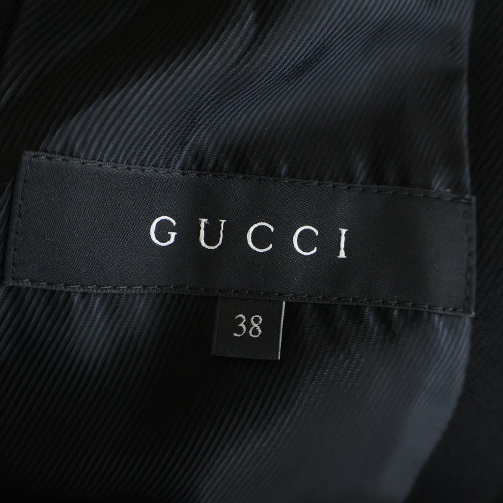 GUCCI(グッチ) 11AW フリーダ期 牛革パイピング ウールトレンチロングコート ブラック 276456 ZK813 レディース