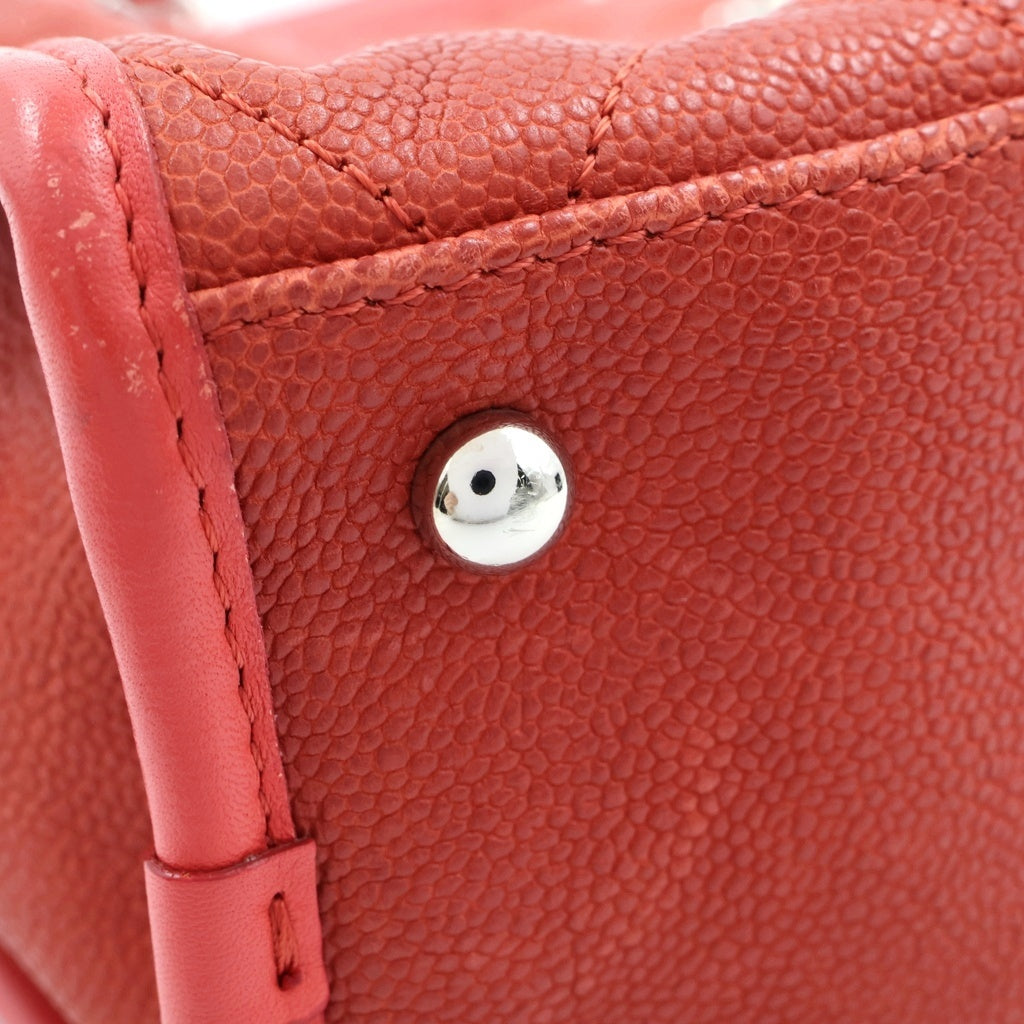 CHANEL(シャネル) ココマーク マトラッセ フレンチリビエラ キャビアスキン シルバー金具 チェーンショルダーバッグ トートバッグ レッド レディース