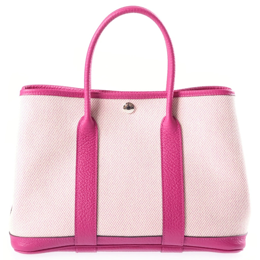 HERMES(エルメス) ガーデンパーティTPM ハンドバッグ ローズパープル トワルアッシュ×カントリー シルバー金具 C刻印 レディース