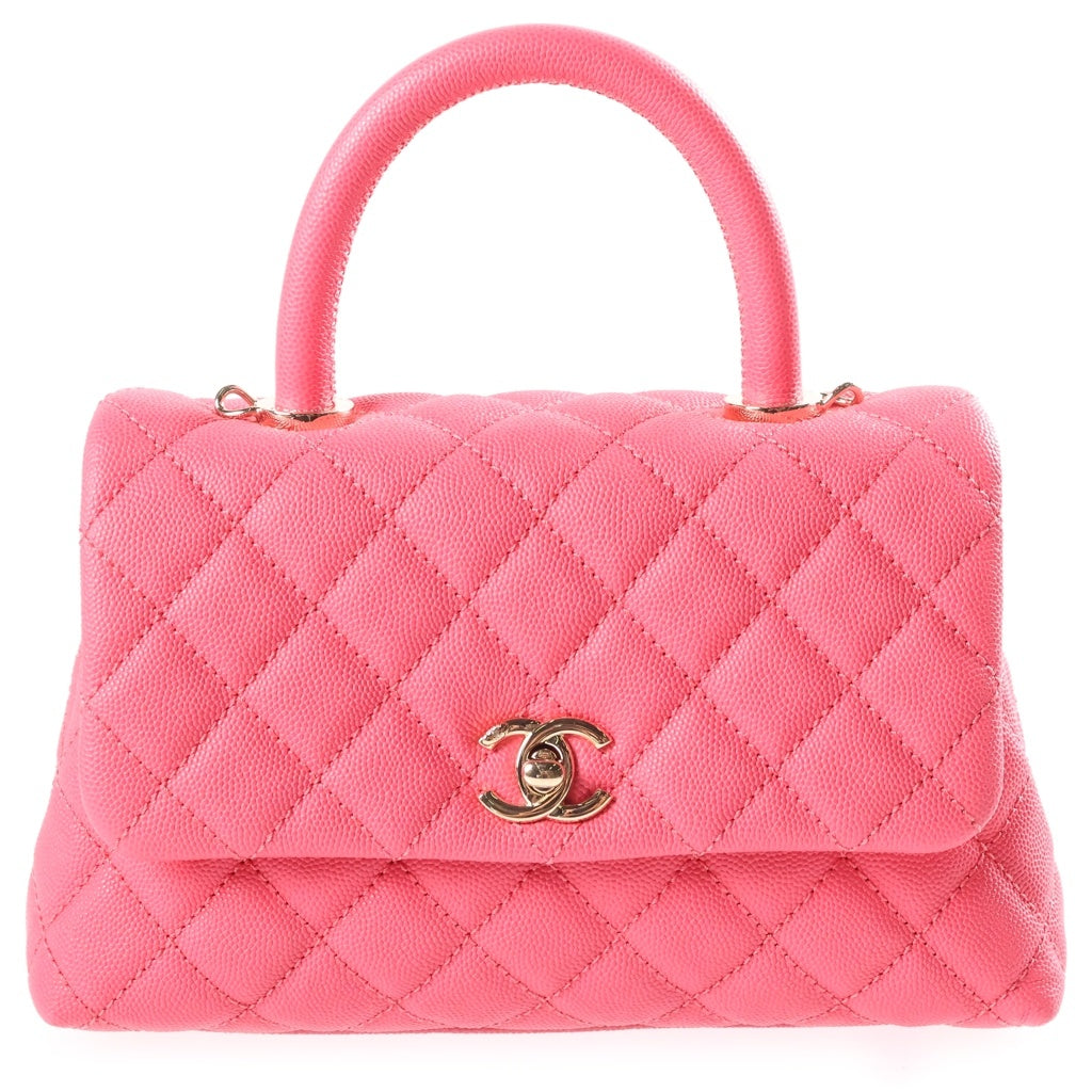 CHANEL(シャネル) ココハンドル24 XS ハンドバッグ ショルダーバッグ ココマーク ピンク キャビアスキン ゴールド金具 A92990 レディース