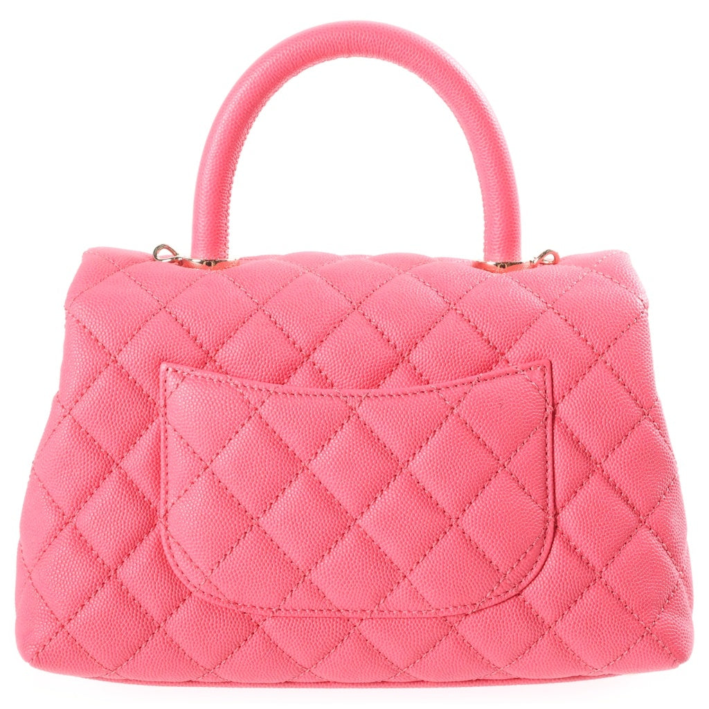 CHANEL(シャネル) ココハンドル24 XS ハンドバッグ ショルダーバッグ ココマーク ピンク キャビアスキン ゴールド金具 A92990 レディース
