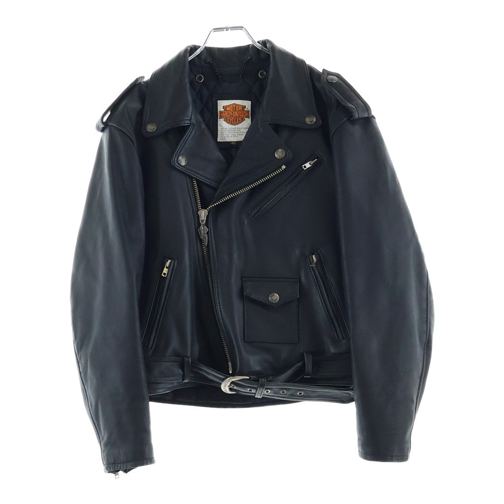 HARLEY DAVIDSON(ハーレーダビッドソン) 80S イーグルエンボスロゴ カウレザー ダブルライダースジャケット ブラック