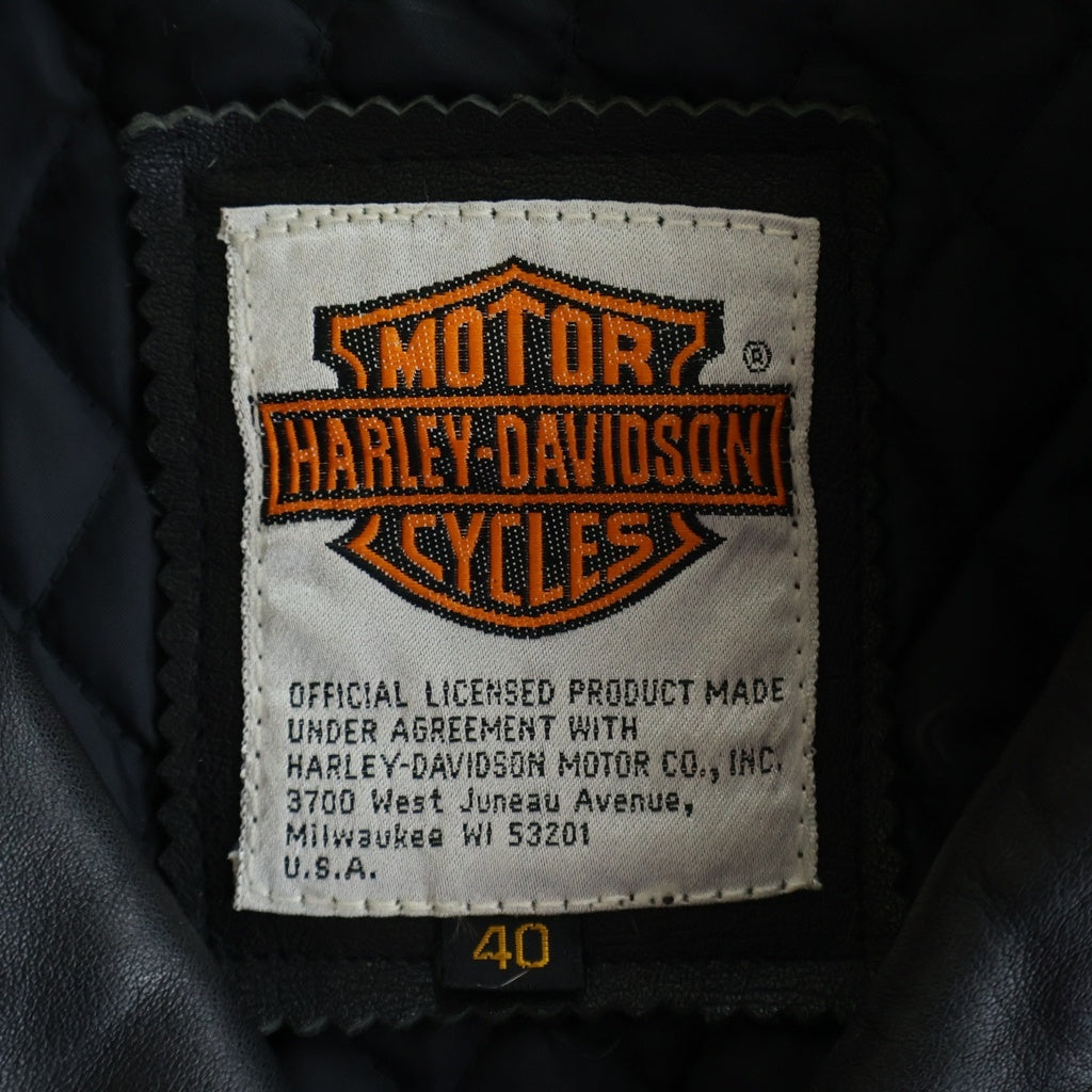 HARLEY DAVIDSON(ハーレーダビッドソン) 80S イーグルエンボスロゴ カウレザー ダブルライダースジャケット ブラック