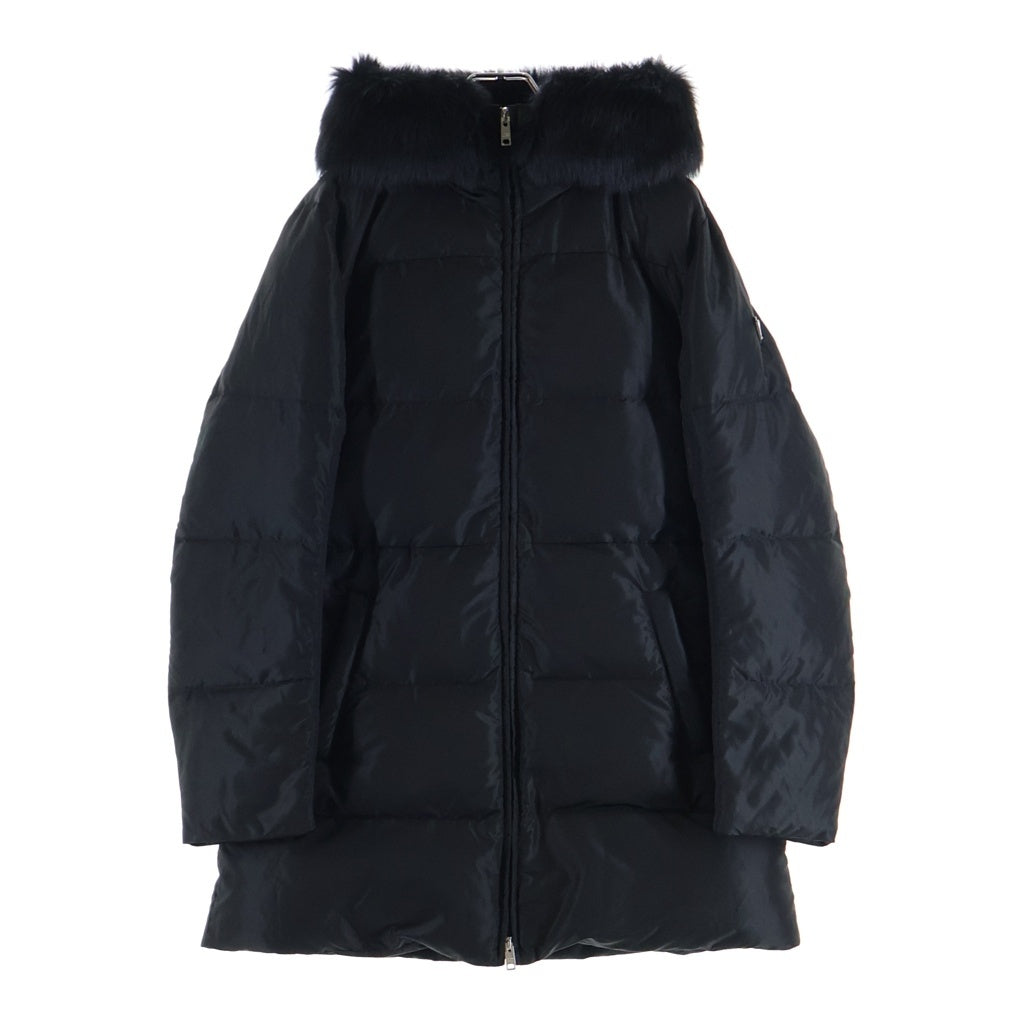 PRADA(プラダ) シープファー フーデッド ロングダウンコート ブラック レディース 29E117