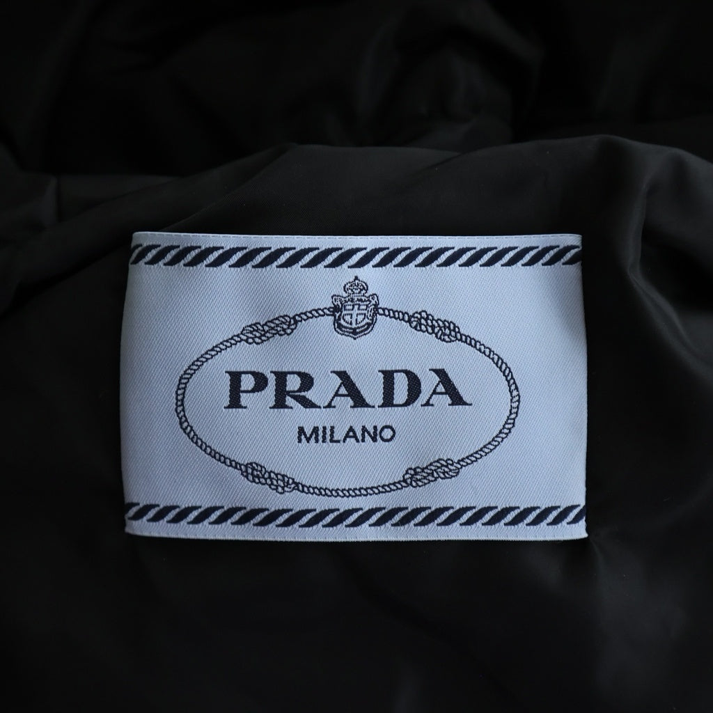 PRADA(プラダ) シープファー フーデッド ロングダウンコート ブラック レディース 29E117