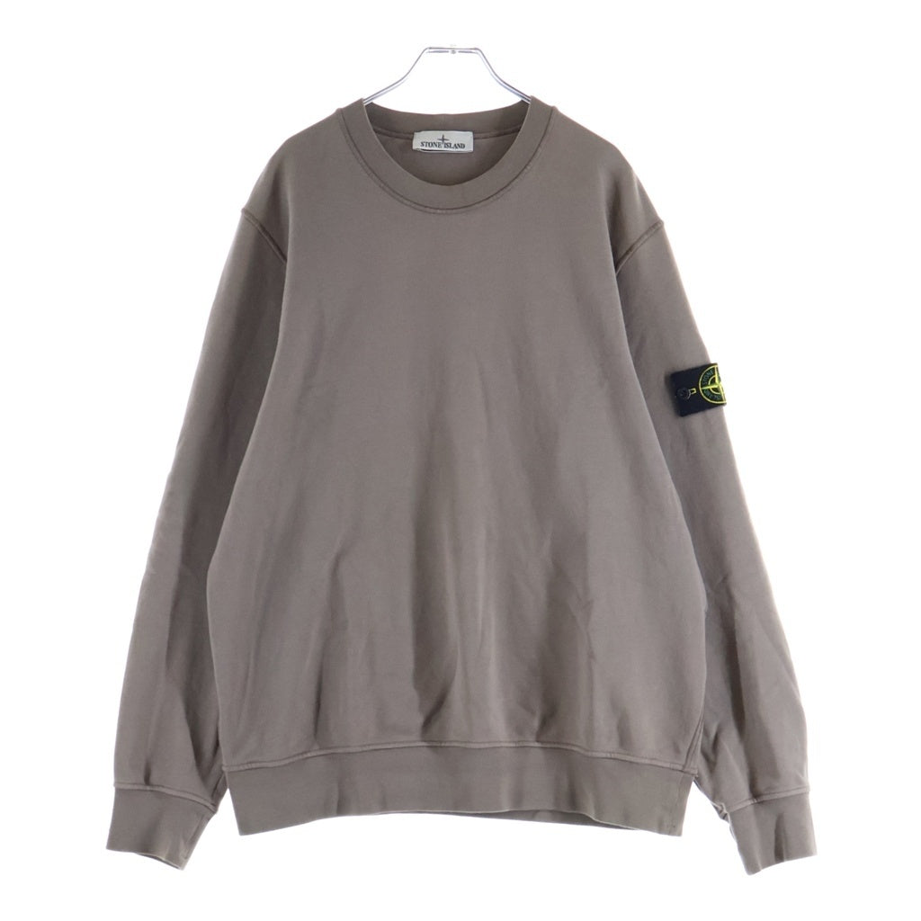 STONE ISLAND(ストーンアイランド) サイドロゴパッチ クルーネック 長袖トレーナー スウェット ライトブラウン グレー 801563051