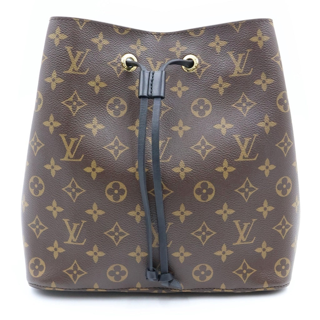 LOUIS VUITTON(ルイヴィトン) モノグラム ネオノエ ショルダーバッグ ブラウン×ブラック レザー×PVC M44020 ゴールド金具 レディース